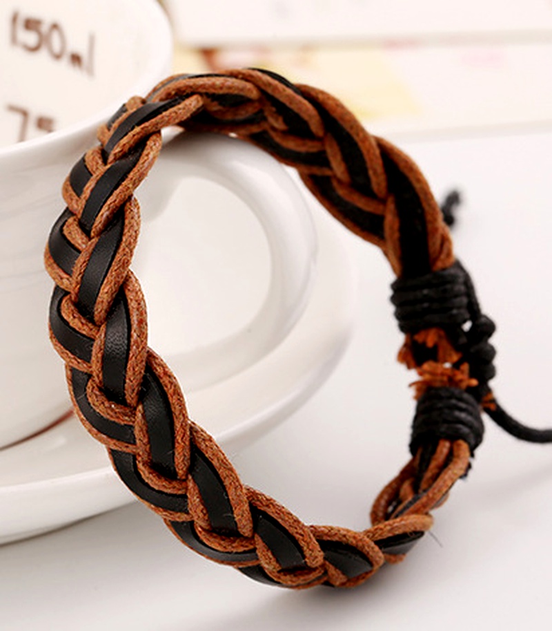 Leather Korea Geometric bracelet  Rope light brown NHPK1325Rope light brown