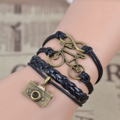 Leather Fashion Geometric bracelet  (Photo Color) NHPK1378-Photo Color