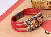 Leather Korea Geometric bracelet  red NHPK1596redpicture1
