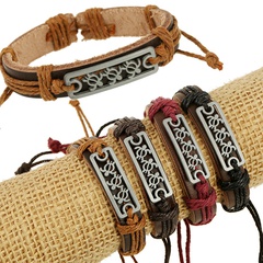 Leather Fashion Geometric bracelet  (Four-color ropes are made) NHPK1605-Four-color ropes are made