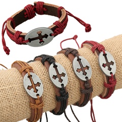Leather Fashion Geometric bracelet  (Four-color lines are made) NHPK1632-Four-color lines are made