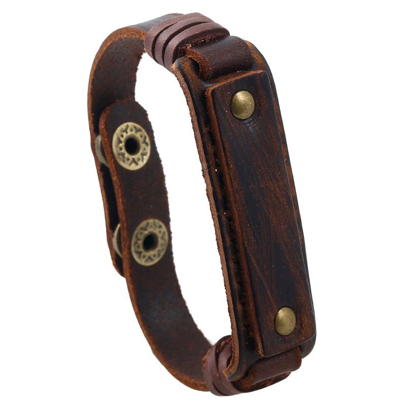 Leather Fashion Geometric bracelet  brown NHPK1689brown