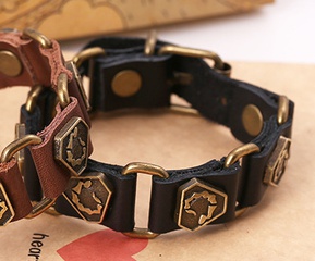 Leather Korea Geometric bracelet  (black) NHPK1699-black