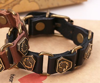 Leather Korea Geometric bracelet  black NHPK1699black