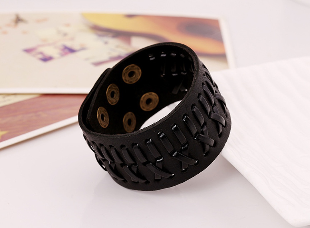 Leather Fashion Geometric bracelet  black NHPK1716black