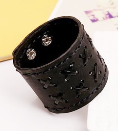 Leather Fashion Geometric bracelet  (black) NHPK1721-black