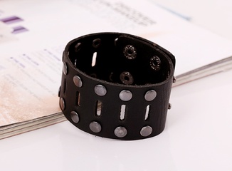 Leather Fashion Geometric bracelet  (black) NHPK1756-black