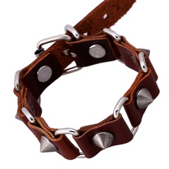 Leather Fashion Geometric bracelet  (Brown main section models) NHPK1768-Brown main section models