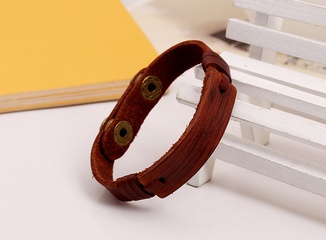 Leather Fashion Geometric bracelet  (brown) NHPK1866-brown