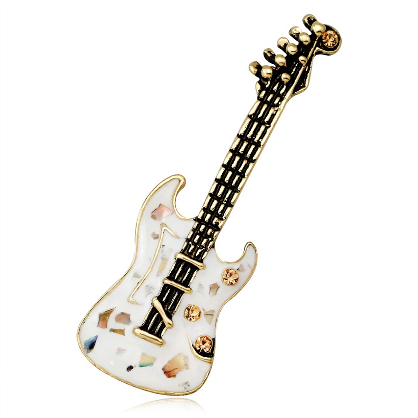 Bijoux Fantaisie Broches | Mode Britannique Style Style Rtro Unisexe Guitare Broche Toutmatch Musical Instrument Couleur Shell Corsage Spot Lot - OD52971