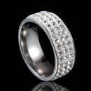 Fabrik Direkt verkauf Voll diamant Europischer und amerikanischer Schmuck Mode Damen Edelstahl Diamant dreireihige Ton farbe Diamant Ring Grohandelpicture12