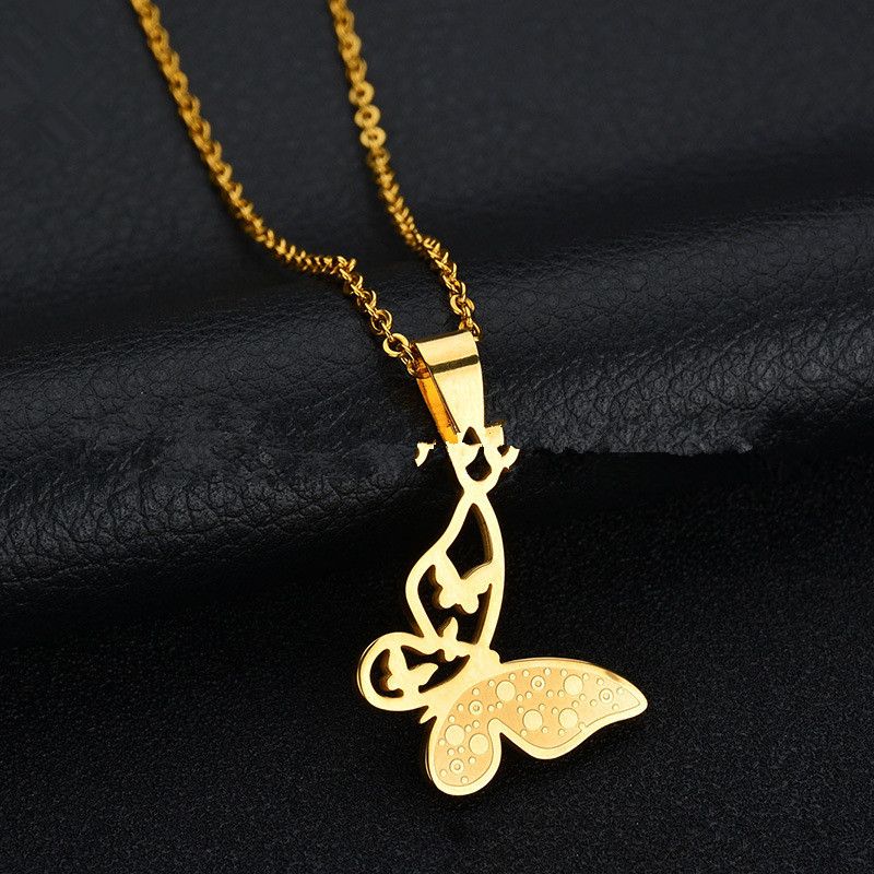TitaniumStainless Steel Simple Animal necklace  Butterfly  Alloy NHHF0064ButterflyAlloy