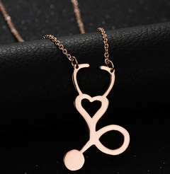 Titanium&Stainless Steel Simple Geometric necklace  (Rose alloy) NHHF0086-Rose-alloy