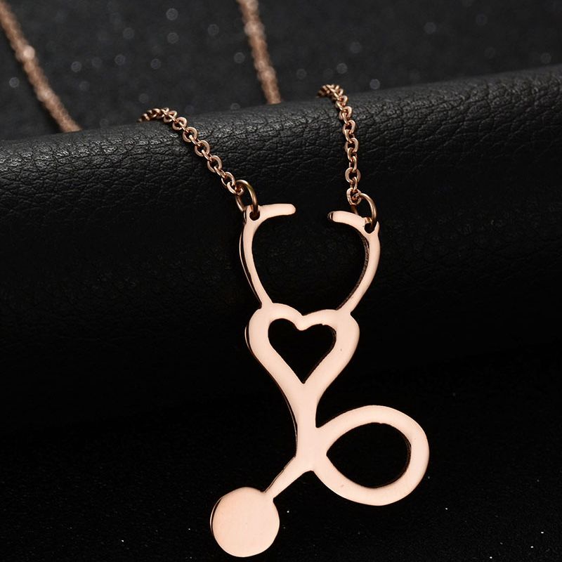 TitaniumStainless Steel Simple Geometric necklace  Rose alloy NHHF0086Rosealloy