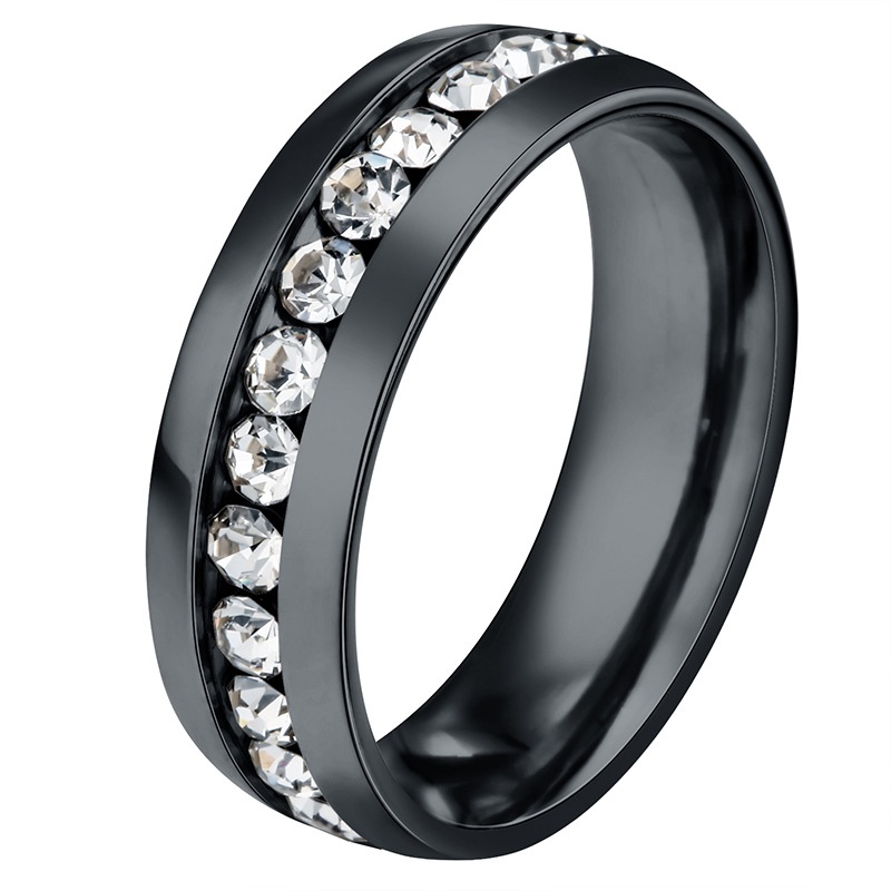 TitaniumStainless Steel Fashion Geometric Ring  Black5 NHHF0119Black5