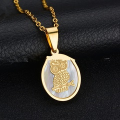 Titanium&Stainless Steel Korea Geometric necklace  (Shell - Owl) NHHF0180-Shell-Owl
