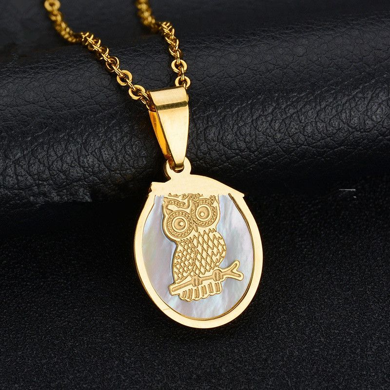 TitaniumStainless Steel Korea Geometric necklace  Shell  Owl NHHF0180ShellOwl