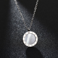 Titanium&Stainless Steel Korea Geometric necklace  (Steel-white shell) NHHF0253-Steel-white-shell