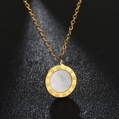 Titanium&Stainless Steel Korea Geometric necklace  (White shell) NHHF0326-White-shell