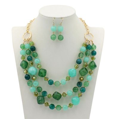 Plastic Fashion Geometric necklace  green NHCT0286green