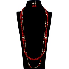 Beads Korea Geometric necklace  (red) NHCT0279-red