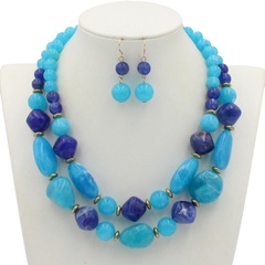 Plastic Fashion Geometric necklace  (blue) NHCT0284-blue
