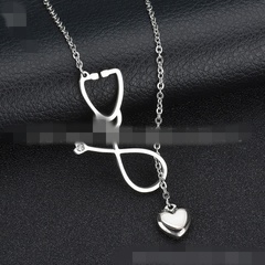 Titanium&Stainless Steel Korea Geometric necklace  (Steel color) NHHF0588-Steel-color