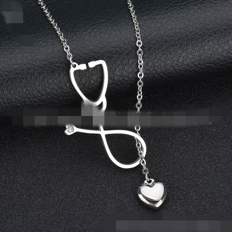 TitaniumStainless Steel Korea Geometric necklace  Steel color NHHF0588Steelcolor