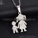 TitaniumStainless Steel Korea Cartoon necklace  Mom + son NHHF0688Momsonpicture1