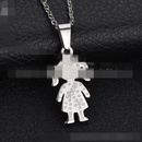 TitaniumStainless Steel Korea Cartoon necklace  Mom + son NHHF0688Momsonpicture3