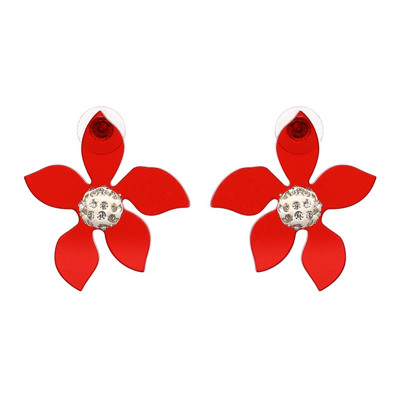 Plastic Fashion Flowers earring  red NHJJ4930red