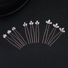 Imitated crystal&CZ Fashion Geometric Hair accessories  (Rose alloy) NHHS0443-Rose-alloy