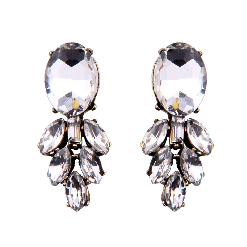 Occident and the United States alloy Rhinestone earring black  NHJQ8322