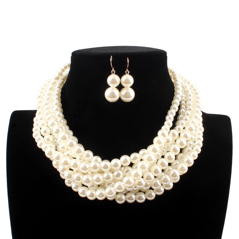 Beads Fashion Geometric necklace  white NHCT0303white