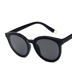 Plastic Vintage  glasses  (Bright black gray round frame) NHKD0016-Bright-black-gray-round-frame
