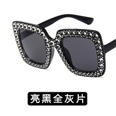 Plastic Fashion  glasses  (Bright black full gray) NHKD0052-Bright-black-full-gray