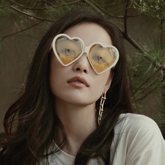 Plastic Fashion  glasses  (White frame yellow piece) NHKD0254-White-frame-yellow-piece