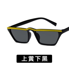 Plastic Fashion  glasses  (Yellow on black) NHKD0376-Yellow-on-black