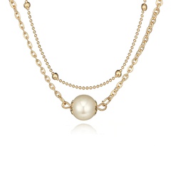 Außenhandel Europäische und amerikanische kurze Halskette Naturstein glas eingelegte zwei schicht ige Halskette süße Perle mehr schicht ige Schlüsselbein kette