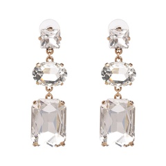 Imitated crystal&CZ Fashion Geometric earring  (white) NHJJ5025-white