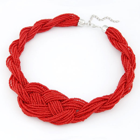 Handmade Bohemian style concise 8 letter weave necklace ( red ) 210080