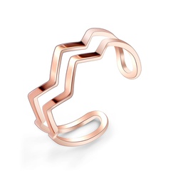 Titanium&Stainless Steel Simple Geometric Ring  (Rose alloy) NHOK0172-Rose-alloy