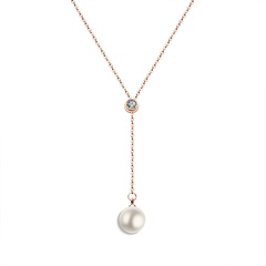 Titanium&Stainless Steel Korea Geometric necklace  (Rose alloy) NHOK0271-Rose-alloy