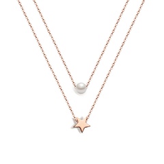 Titanium&Stainless Steel Fashion Geometric necklace  (Rose alloy) NHOK0286-Rose-alloy