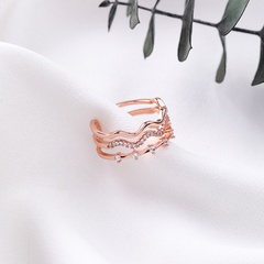 Koreanische Version der drei schicht igen gewellten Öffnung mikro eingelegter Zirkon ring mittlerer Zeigefinger dekorativer Ring zubehör Koreanische Version des Ring rings weiblich