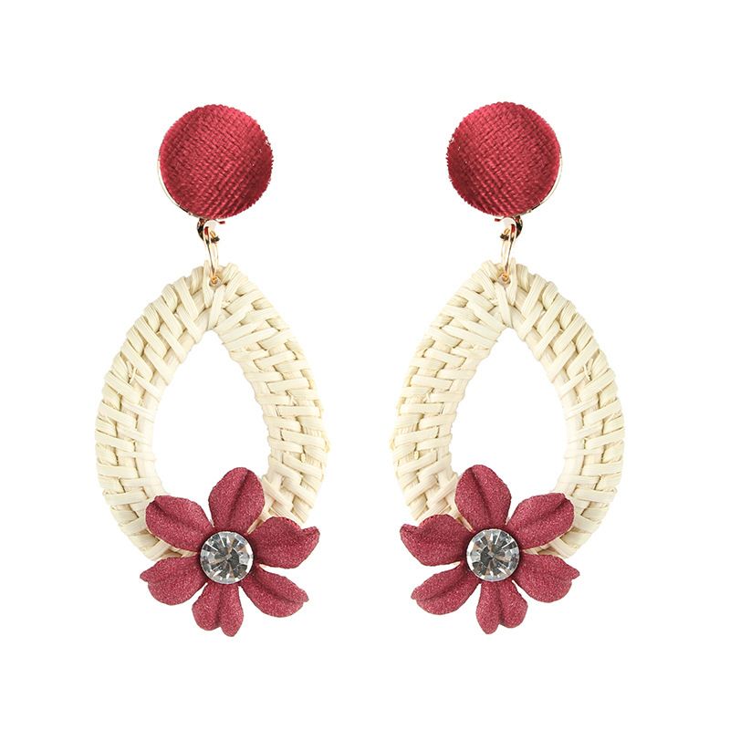 Alloy Simple Flowers earring  red NHJQ10632red