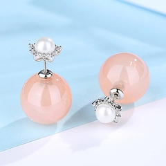 Alloy Korea Geometric earring  (Pink plated platinum) NHTM0330-Pink-plated-platinum