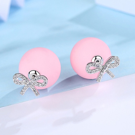 Alloy Korea Bows earring  (Pink plated platinum) NHTM0331-Pink-plated-platinum's discount tags