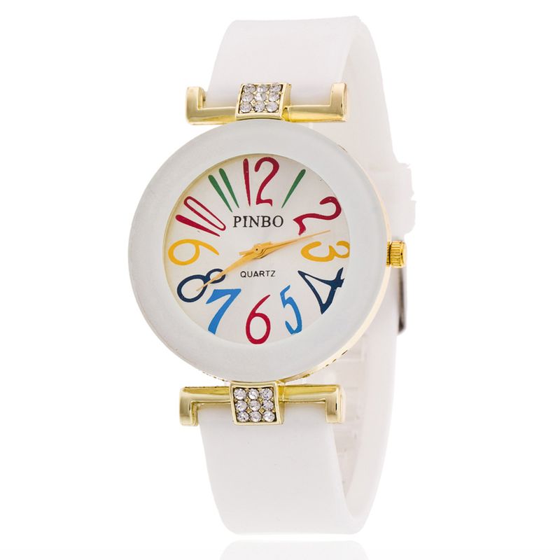 Leisure Ordinary glass mirror alloy watch white NHSY0359