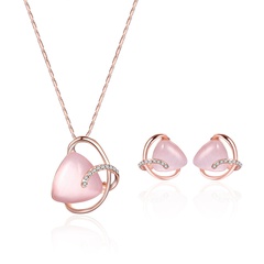 Occident and the United States alloy Rhinestone Necklace set (Rose alloy / 61172336)  NHXS1297